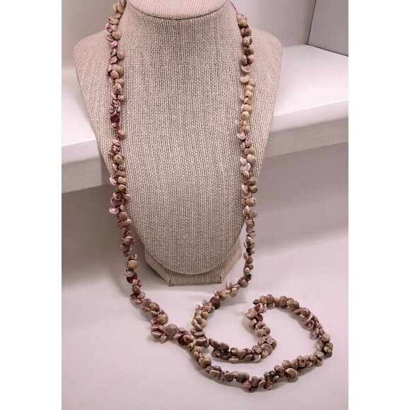 Natural Shell Long Beaded Necklace Sea Snail Beach Island Tiki Mermaid Costume - Picture 1 of 8